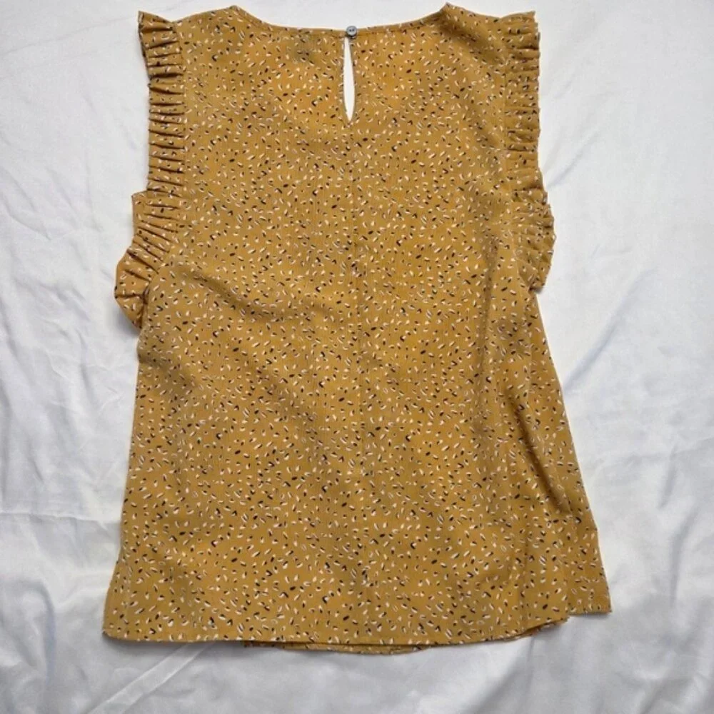 Molly Bracken Ruffle Flutter Sleeve Blouse Top Yellow M - Picture 4 of 11